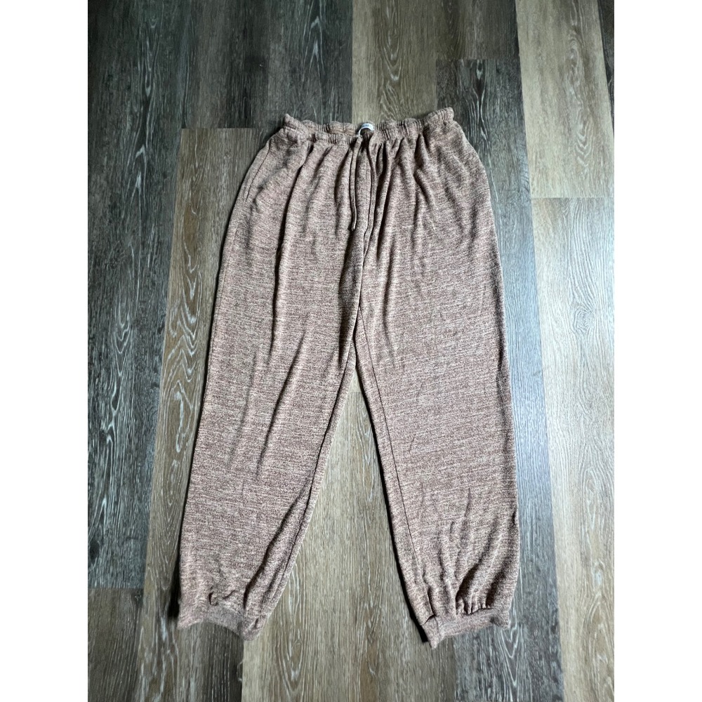 Ekouaer Jogger Pants Womens XL Tan Marled Knit Drawstring Lounge Pajamas